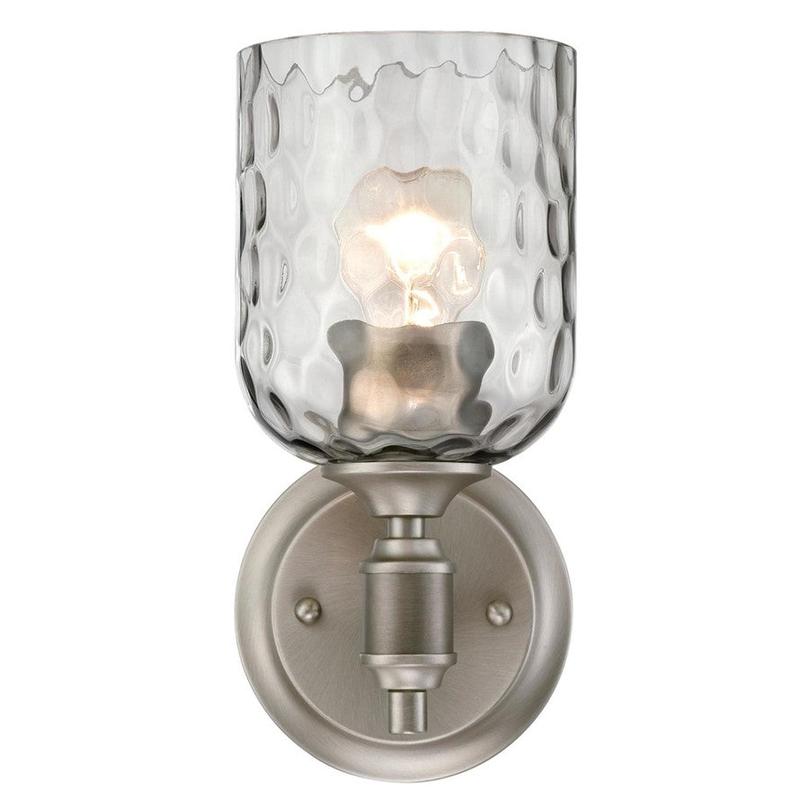 Westinghouse Basset 5in 1-Light Wall Sconce | Contemporary Dark Pewter and Smoke Grey Hammered Glass | Bathroom & Hallway | Model 6326600