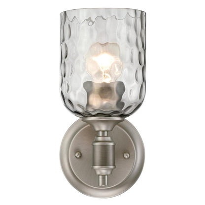 Westinghouse Basset 5in 1-Light Wall Sconce | Contemporary Dark Pewter and Smoke Grey Hammered Glass | Bathroom & Hallway | Model 6326600