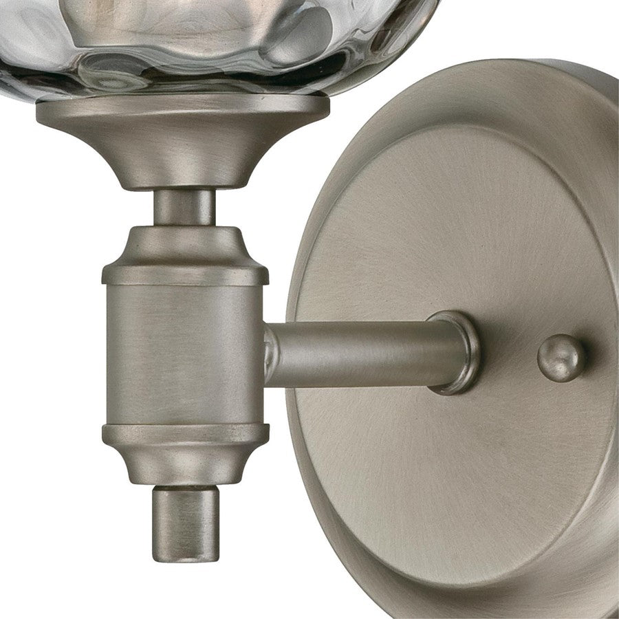 Westinghouse Basset 5in 1-Light Wall Sconce | Contemporary Dark Pewter and Smoke Grey Hammered Glass | Bathroom & Hallway | Model 6326600