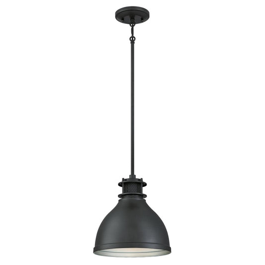 Westinghouse Kilian 9in 1-Light Pendant | Contemporary Industrial Matte Brushed Gun Metal and Metal Shade | Kitchen & Dining Room | Model 6326800