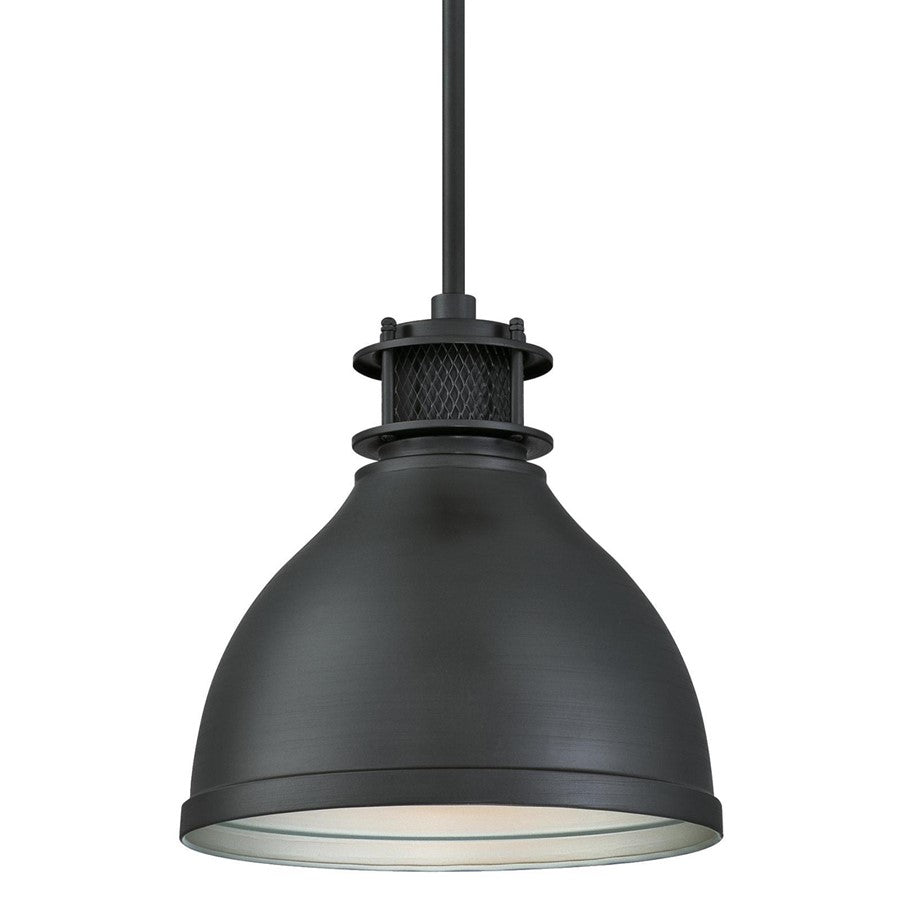 Westinghouse Kilian 9in 1-Light Pendant | Contemporary Industrial Matte Brushed Gun Metal and Metal Shade | Kitchen & Dining Room | Model 6326800
