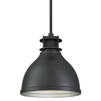 Westinghouse Kilian 9in 1-Light Pendant | Contemporary Industrial Matte Brushed Gun Metal and Metal Shade | Kitchen & Dining Room | Model 6326800