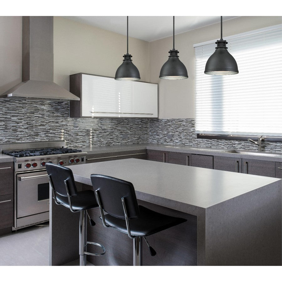 Westinghouse Kilian 9in 1-Light Pendant | Contemporary Industrial Matte Brushed Gun Metal and Metal Shade | Kitchen & Dining Room | Model 6326800