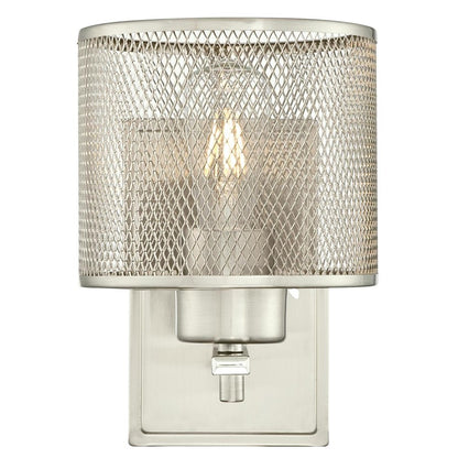 Westinghouse Morrison 9in 1-Light Wall Sconce | Brushed Nickel and Mesh Shade | Bathroom & Hallway | 6 x 8 x 9 in | Model 6327800