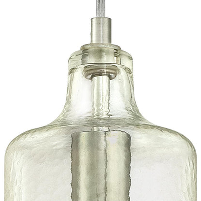Westinghouse Carmen 11in 1-Light Mini Pendant | Brushed Nickel and Clear Textured Glass | Kitchen Island & Dining Room | 5 x 5 x 11 in | Model 6329000