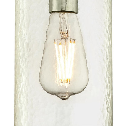 Westinghouse Carmen 11in 1-Light Mini Pendant | Brushed Nickel and Clear Textured Glass | Kitchen Island & Dining Room | 5 x 5 x 11 in | Model 6329000