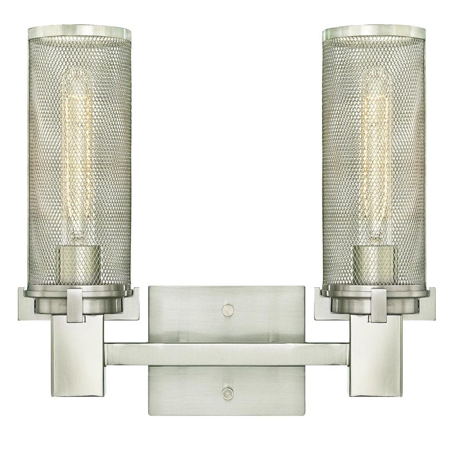 Westinghouse Adler 13in 2-Light Wall Sconce | Brushed Nickel and Mesh Shades | Bathroom Vanity & Dining Room | 14 x 5 x 13 in | Model 6330400