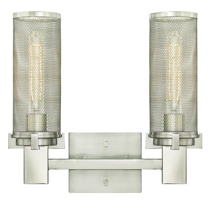 Westinghouse Adler 13in 2-Light Wall Sconce | Brushed Nickel and Mesh Shades | Bathroom Vanity & Dining Room | 14 x 5 x 13 in | Model 6330400
