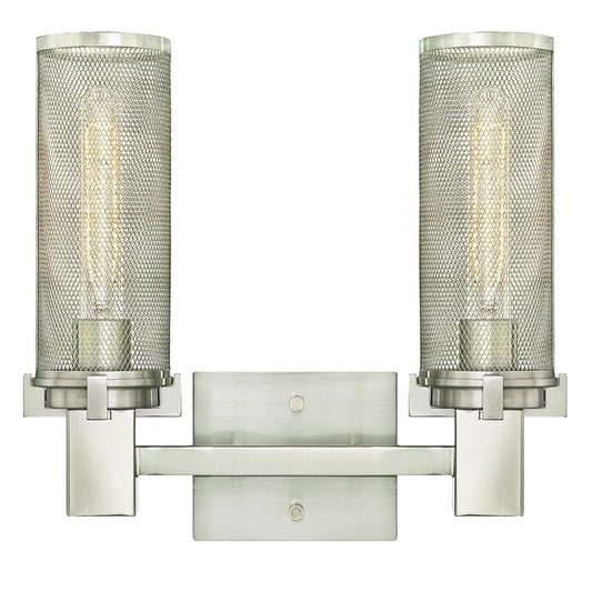 Westinghouse Adler 13in 2-Light Wall Sconce | Brushed Nickel and Mesh Shades | Bathroom Vanity & Dining Room | 14 x 5 x 13 in | Model 6330400