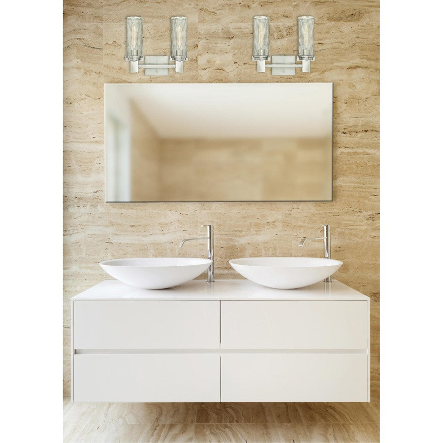 Westinghouse Adler 13in 2-Light Wall Sconce | Brushed Nickel and Mesh Shades | Bathroom Vanity & Dining Room | 14 x 5 x 13 in | Model 6330400