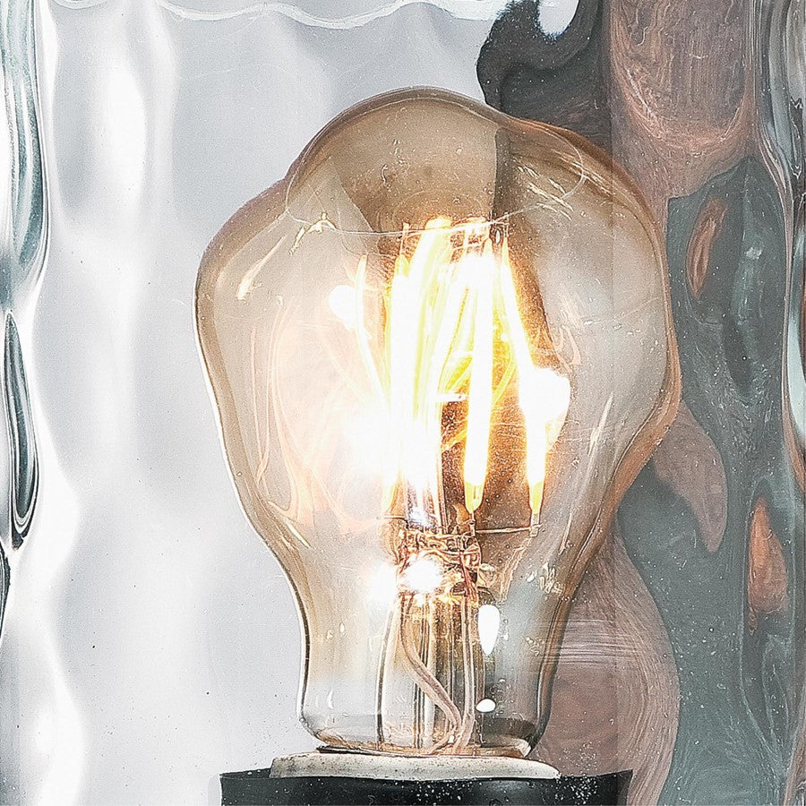 Westinghouse Barnwell 8in 1-Light Wall Sconce | Textured Iron and Barnwood with Clear Hammered Glass | Bathroom & Hallway | Model 6331600