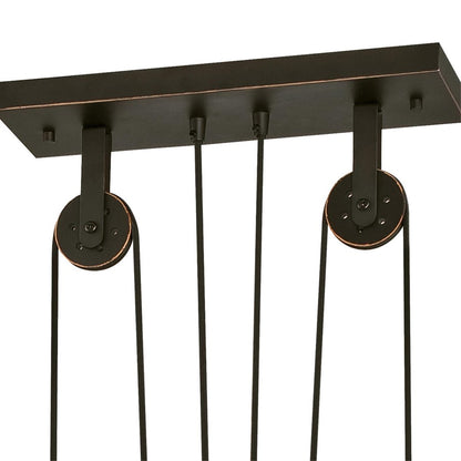Westinghouse Iron Hill 40in 3-Light Pendant | Vintage Oil Rubbed Bronze Metal Shades | Kitchen Island & Dining Room | 32 x 40 x 12 in | Model 6332500