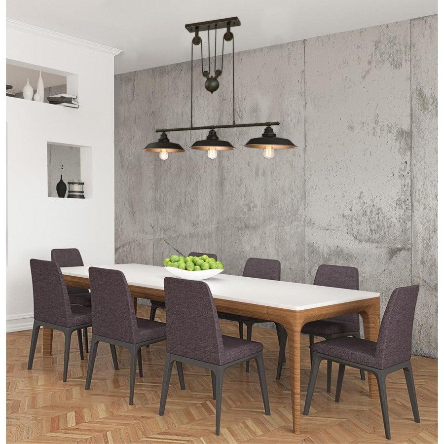 Westinghouse Iron Hill 40in 3-Light Pendant | Vintage Oil Rubbed Bronze Metal Shades | Kitchen Island & Dining Room | 32 x 40 x 12 in | Model 6332500