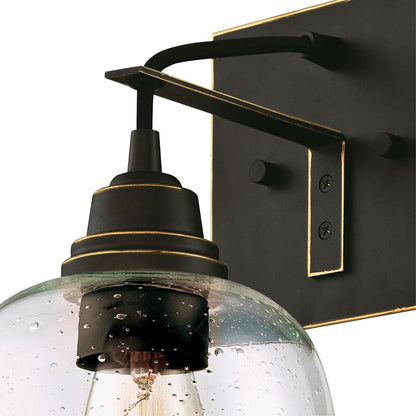 Westinghouse Eldon 12in 1-Light Wall Sconce | Vintage Oil Rubbed Bronze and Clear Seeded Glass | Bathroom & Bedroom Accent | Model 6333200