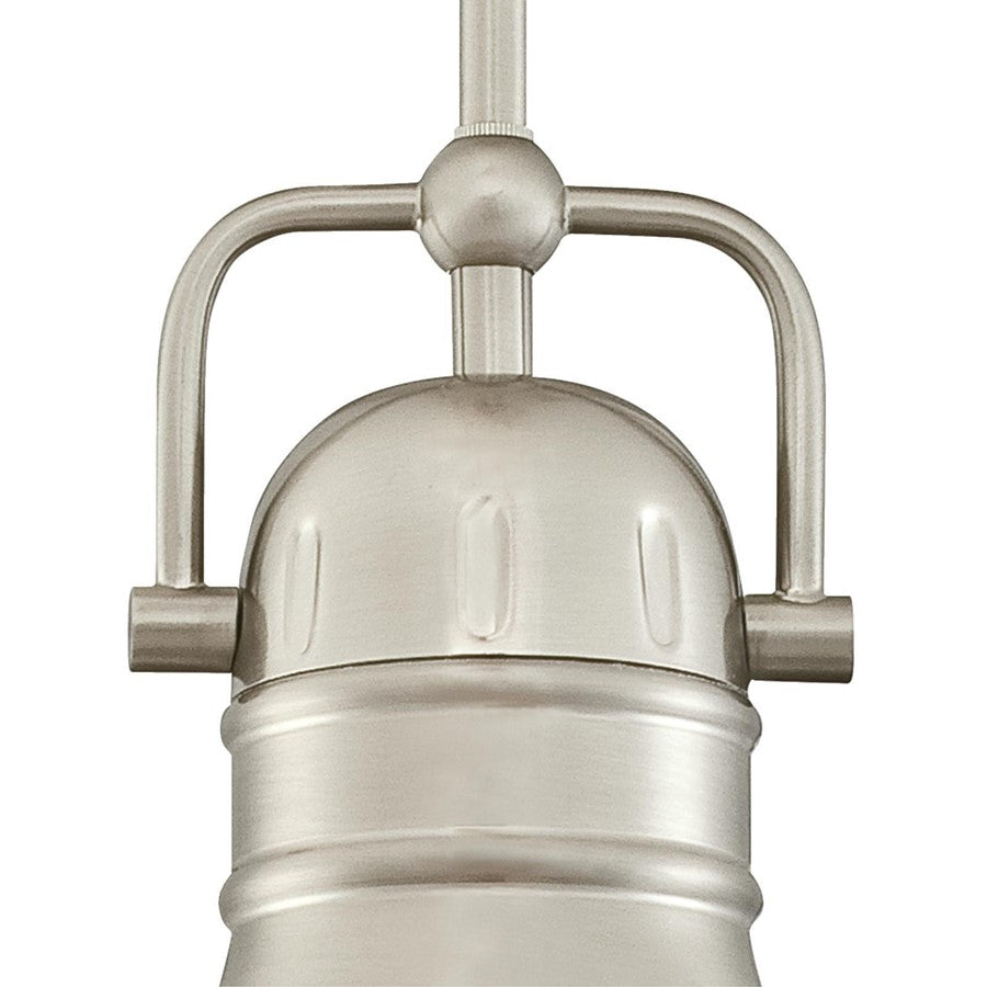 Westinghouse Boswell 9in 1-Light LED Mini Pendant | Industrial Brushed Nickel and Frosted Prismatic Lens | Kitchen Island & Dining | Model 6334600