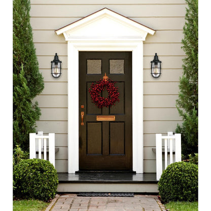 Westinghouse Crestview 12in 1-Light Outdoor Wall Sconce | Industrial Textured Black and Clear Seeded Glass | Entryway & Covered Porch | Model 6334700