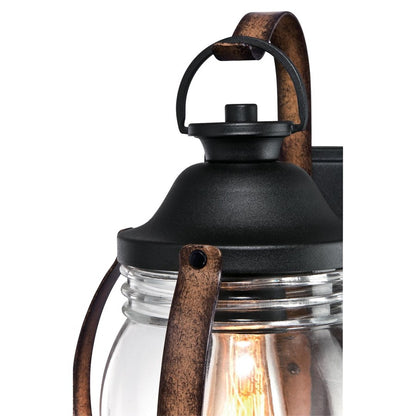 Westinghouse Canyon 1 Light Wall Light, Text Black/Barnwood/Clear