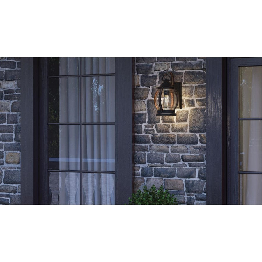 Westinghouse Canyon 1 Light Wall Light, Text Black/Barnwood/Clear