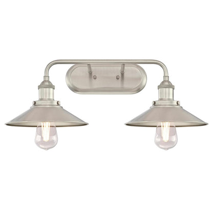 Westinghouse Maggie 22in 2-Light Wall Sconce | Vintage Brushed Nickel Metal Shades | Bathroom & Dining Room | 22 x 10 x 8 in | Model 6336300