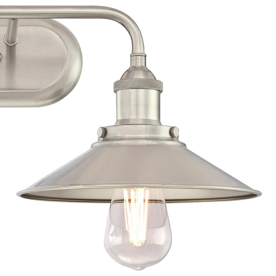 Westinghouse Maggie 22in 2-Light Wall Sconce | Vintage Brushed Nickel Metal Shades | Bathroom & Dining Room | 22 x 10 x 8 in | Model 6336300