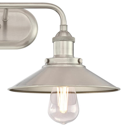 Westinghouse Maggie 22in 2-Light Wall Sconce | Vintage Brushed Nickel Metal Shades | Bathroom & Dining Room | 22 x 10 x 8 in | Model 6336300