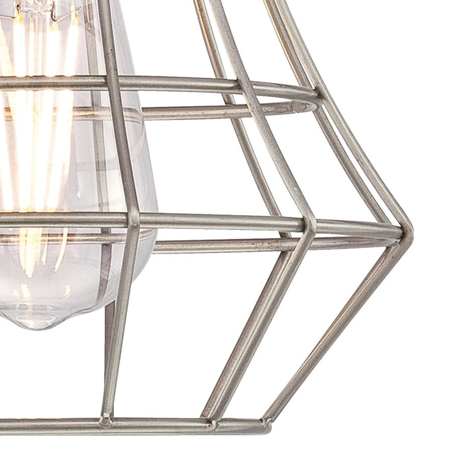 Westinghouse Nathaniel 7in 1-Light Mini Pendant | Vintage Brushed Nickel Cage Shade | Kitchen Island & Dining Room | 7 x 7 x 9 in | Model 6337200