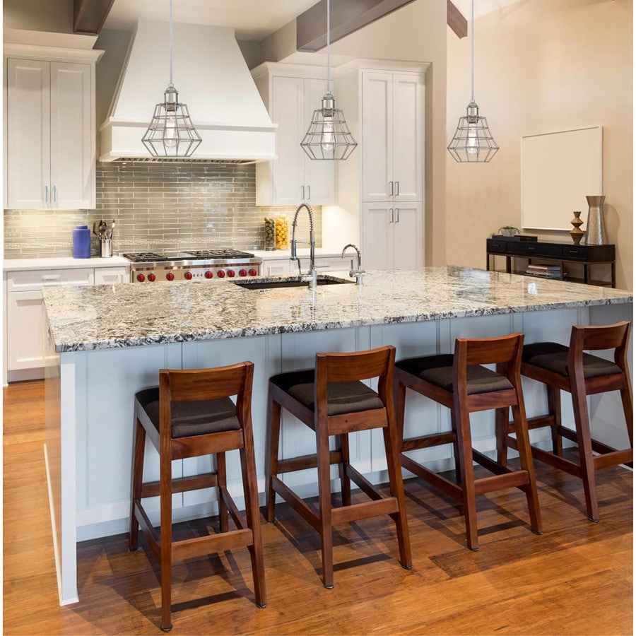 Westinghouse Nathaniel 7in 1-Light Mini Pendant | Vintage Brushed Nickel Cage Shade | Kitchen Island & Dining Room | 7 x 7 x 9 in | Model 6337200