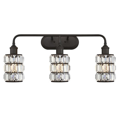 Westinghouse Sophie 26in 3-Light Wall Sconce | Vintage Oil Rubbed Bronze and Crystal Prism Glass | Bathroom & Hallway | 12 x 26 x 8 in | Model 6337900