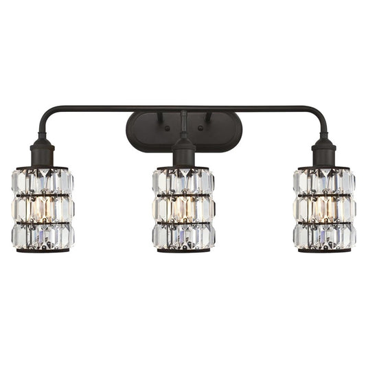 Westinghouse Sophie 26in 3-Light Wall Sconce | Vintage Oil Rubbed Bronze and Crystal Prism Glass | Bathroom & Hallway | 12 x 26 x 8 in | Model 6337900