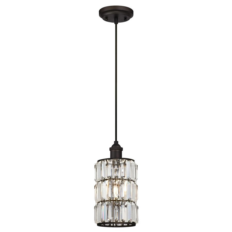 Westinghouse Sophie 6in 1-Light Mini Pendant | Vintage Oil Rubbed Bronze and Crystal Prism Glass | Kitchen & Dining Room | Model 6338400