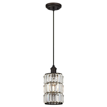 Westinghouse Sophie 6in 1-Light Mini Pendant | Vintage Oil Rubbed Bronze and Crystal Prism Glass | Kitchen & Dining Room | Model 6338400