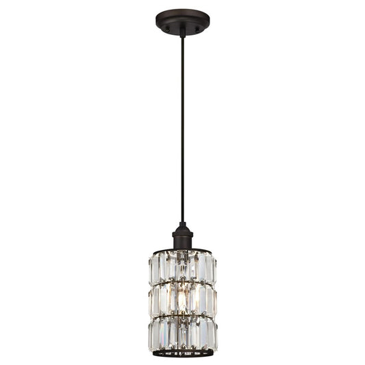 Westinghouse Sophie 6in 1-Light Mini Pendant | Vintage Oil Rubbed Bronze and Crystal Prism Glass | Kitchen & Dining Room | Model 6338400