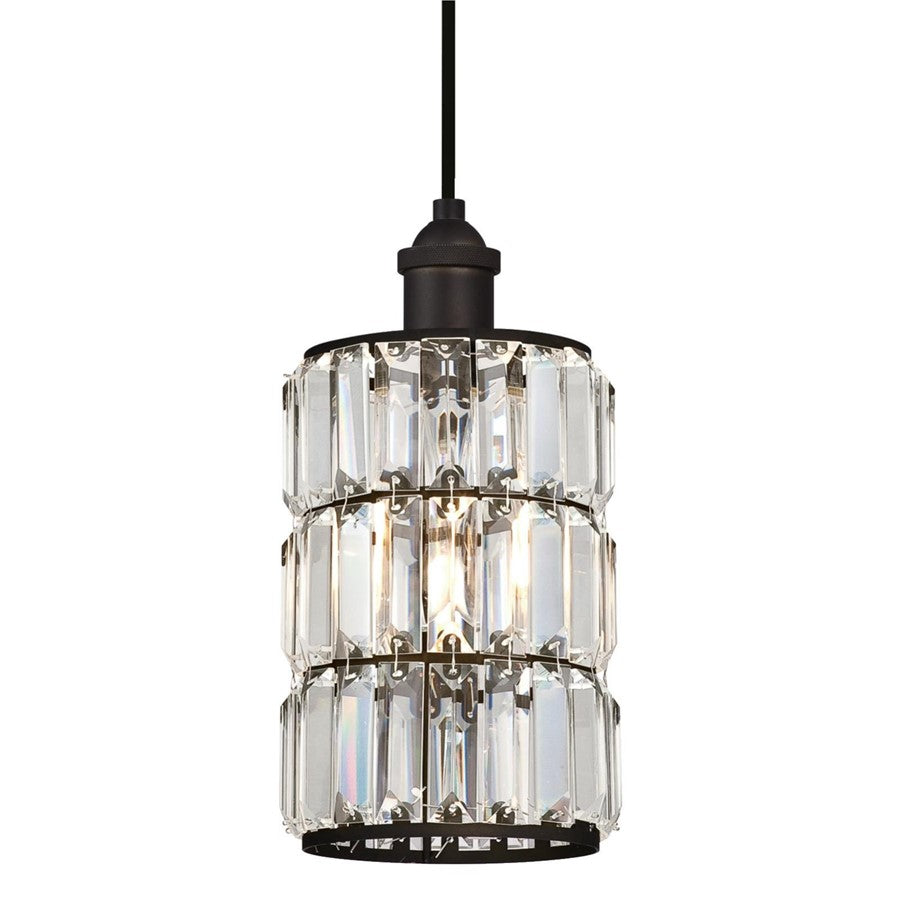 Westinghouse Sophie 6in 1-Light Mini Pendant | Vintage Oil Rubbed Bronze and Crystal Prism Glass | Kitchen & Dining Room | Model 6338400