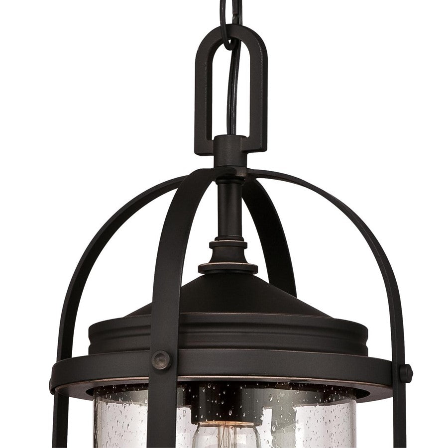 Westinghouse Grandview 8in 1-Light Outdoor Pendant | Traditional Oil Rubbed Bronze with Highlights and Clear Seeded Glass | Covered | Model 6339400