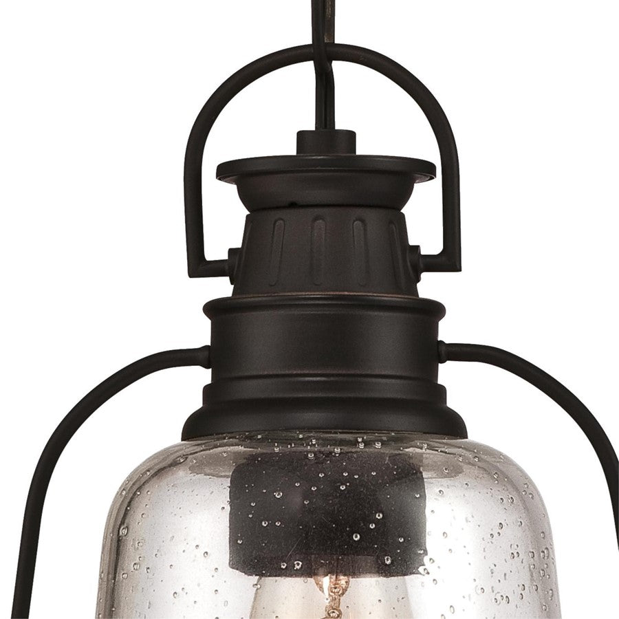 Westinghouse Brynn 8in 1-Light Outdoor Pendant | Traditional Oil Rubbed Bronze with Highlights and Clear Seeded Glass | Covered Porch | Model 6339900