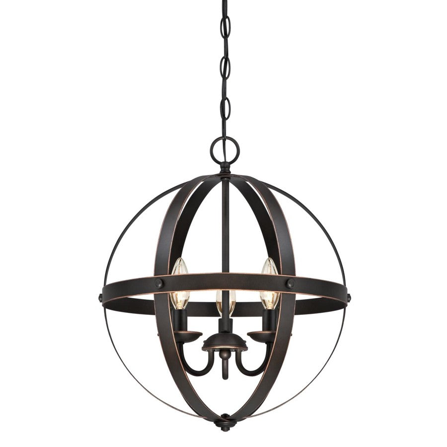 Westinghouse Stella Mira 15in 3-Light Chandelier | Vintage Oil Rubbed Bronze Metal | Entryway & Dining Room | 15 x 15 x 17 in | Model 6341800