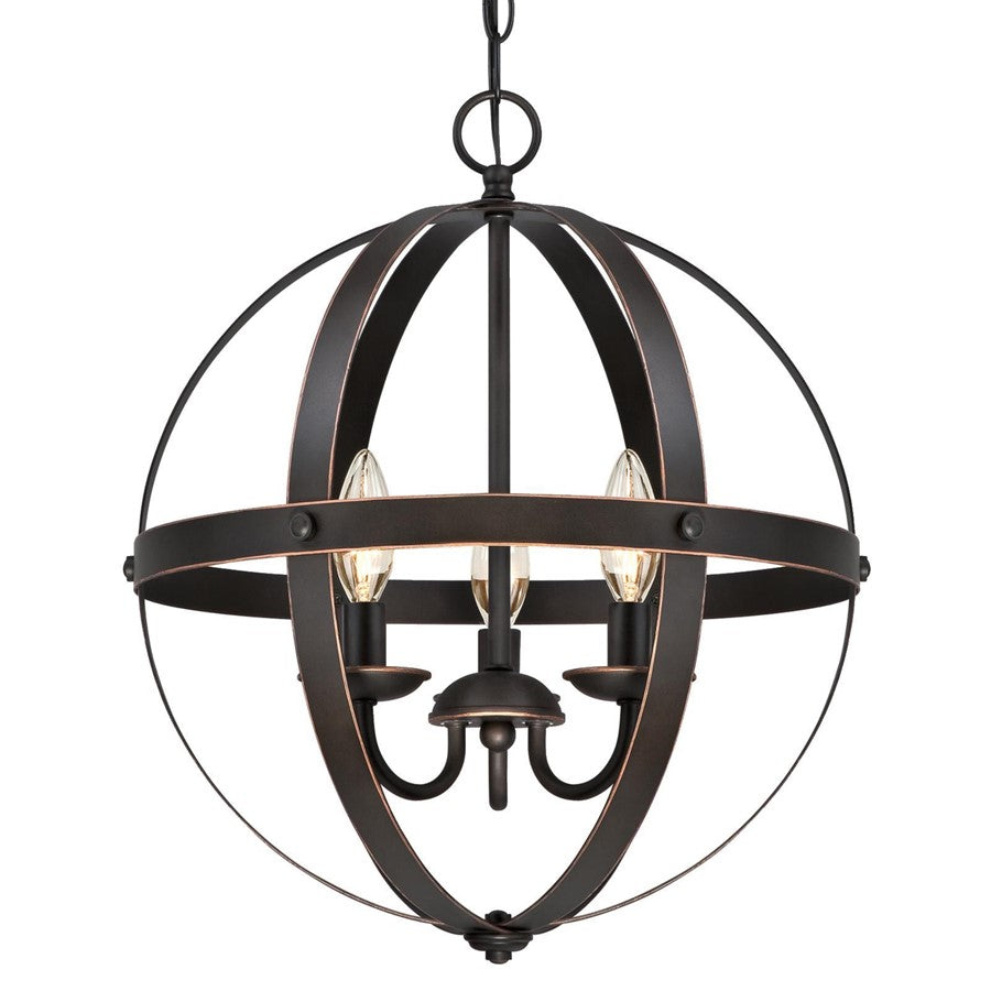 Westinghouse Stella Mira 15in 3-Light Chandelier | Vintage Oil Rubbed Bronze Metal | Entryway & Dining Room | 15 x 15 x 17 in | Model 6341800