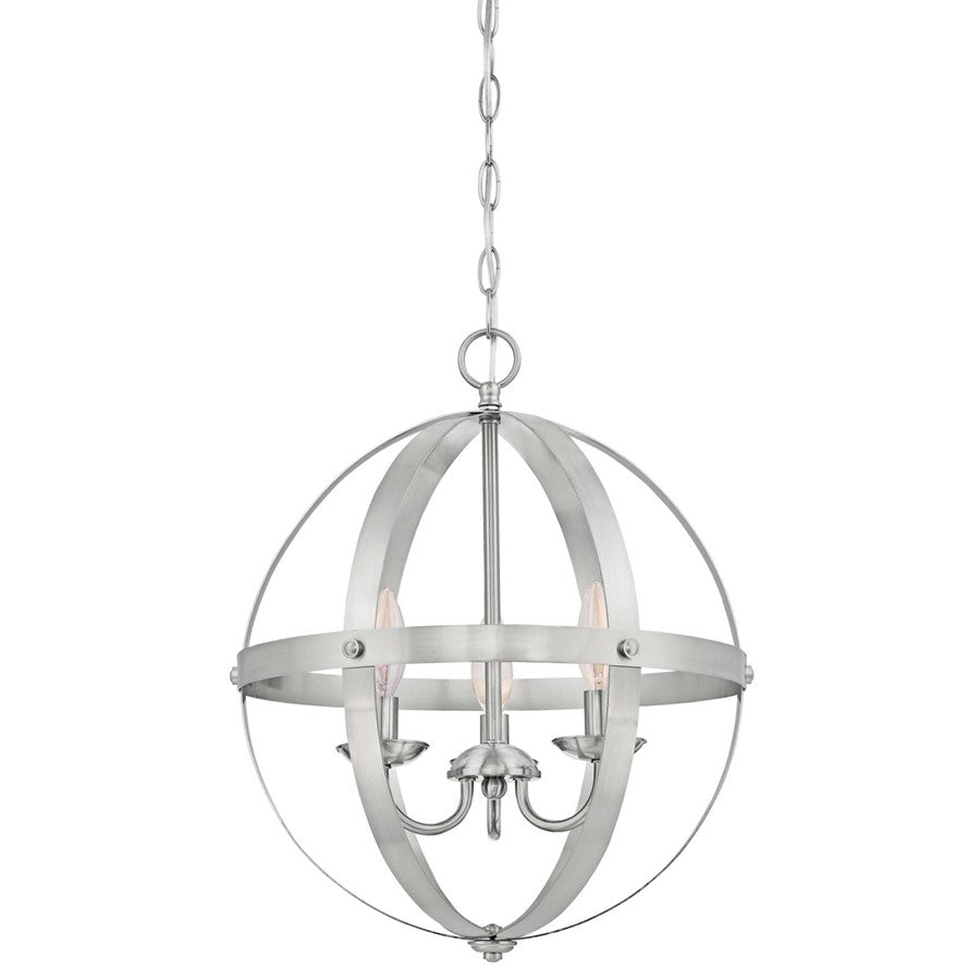 Westinghouse Stella Mira 15in 3-Light Chandelier | Vintage Brushed Nickel Metal | Entryway & Dining Room | 15 x 15 x 17 in | Model 6341900