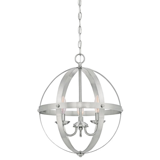 Westinghouse Stella Mira 15in 3-Light Chandelier | Vintage Brushed Nickel Metal | Entryway & Dining Room | 15 x 15 x 17 in | Model 6341900