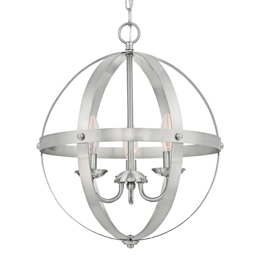 Westinghouse Stella Mira 15in 3-Light Chandelier | Vintage Brushed Nickel Metal | Entryway & Dining Room | 15 x 15 x 17 in | Model 6341900