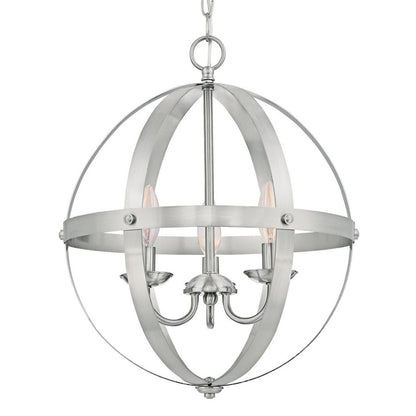 Westinghouse Stella Mira 15in 3-Light Chandelier | Vintage Brushed Nickel Metal | Entryway & Dining Room | 15 x 15 x 17 in | Model 6341900