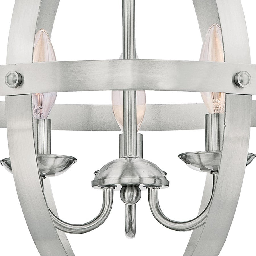 Westinghouse Stella Mira 15in 3-Light Chandelier | Vintage Brushed Nickel Metal | Entryway & Dining Room | 15 x 15 x 17 in | Model 6341900