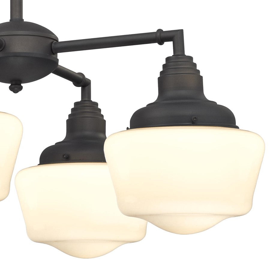 Westinghouse Scholar 24in 4-Light Convertible Chandelier | Vintage Oil Rubbed Bronze and White Opal Glass | Entryway & Dining Room | Model 6342000