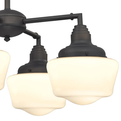 Westinghouse Scholar 24in 4-Light Convertible Chandelier | Vintage Oil Rubbed Bronze and White Opal Glass | Entryway & Dining Room | Model 6342000