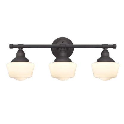 Westinghouse Scholar 24in 3-Light Wall Sconce | Vintage Oil Rubbed Bronze and White Opal Glass | Living Room & Bathroom | Model 6342100
