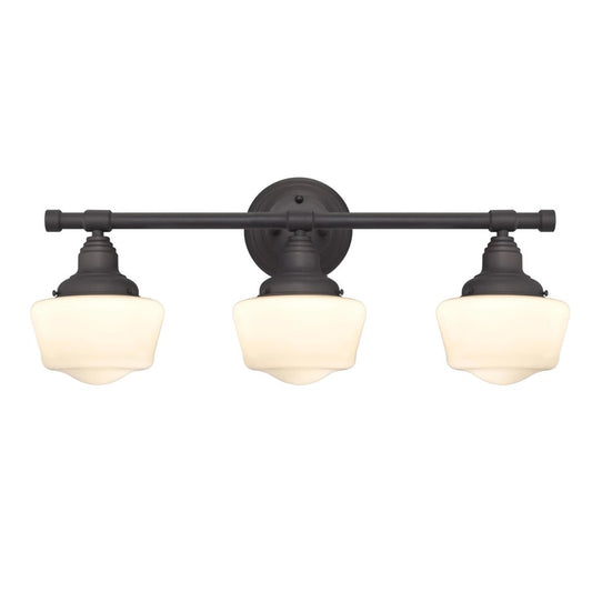 Westinghouse Scholar 24in 3-Light Wall Sconce | Vintage Oil Rubbed Bronze and White Opal Glass | Living Room & Bathroom | Model 6342100