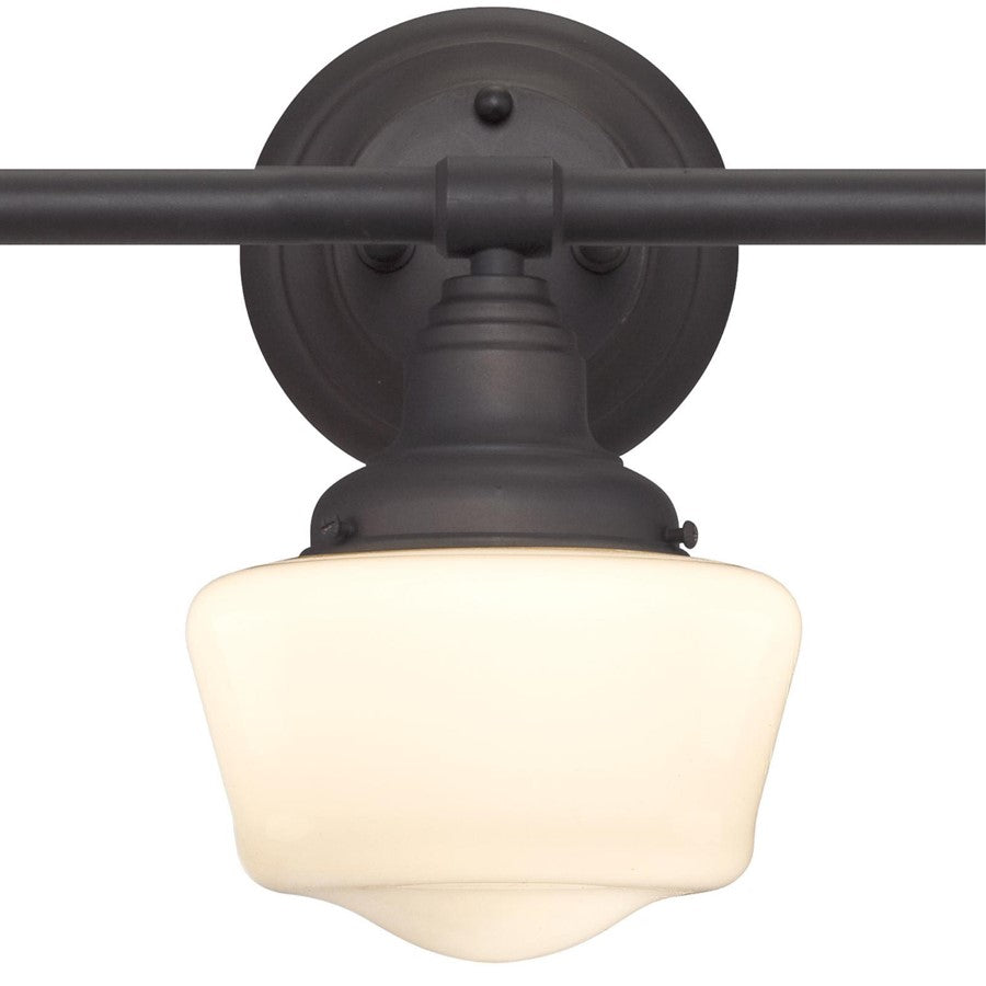 Westinghouse Scholar 24in 3-Light Wall Sconce | Vintage Oil Rubbed Bronze and White Opal Glass | Living Room & Bathroom | Model 6342100