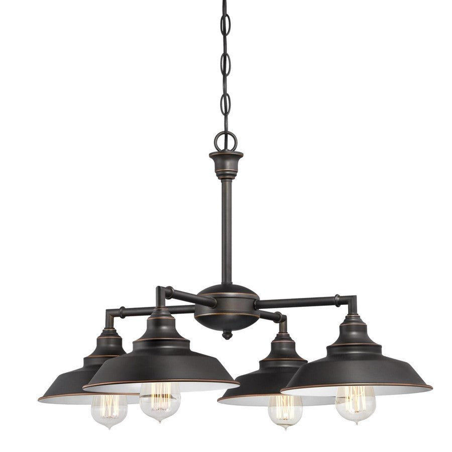 Westinghouse Iron Hill 25in 4-Light Chandelier | Vintage Oil Rubbed Bronze and Metal Shades | Dining Room & Entryway | 25 x 25 x 16 in | Model 6343300