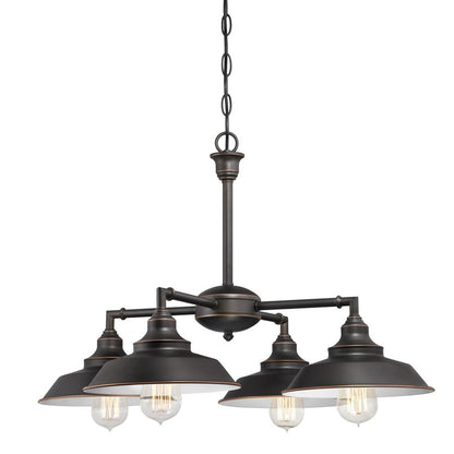 Westinghouse Iron Hill 25in 4-Light Chandelier | Vintage Oil Rubbed Bronze and Metal Shades | Dining Room & Entryway | 25 x 25 x 16 in | Model 6343300