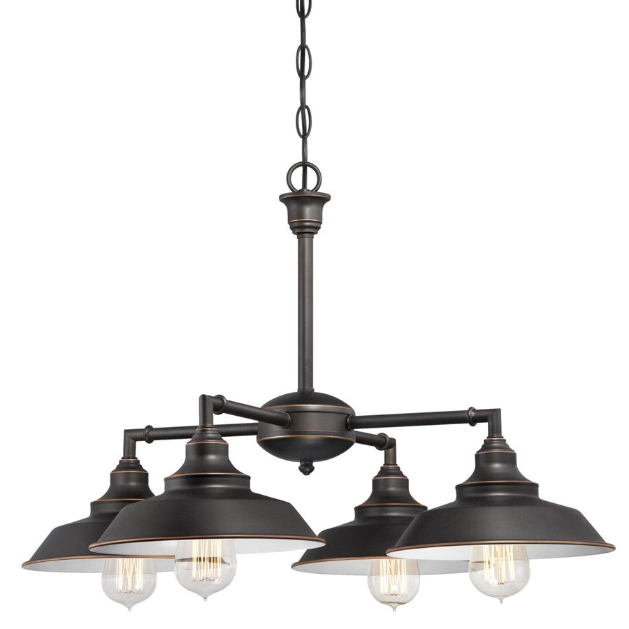 Westinghouse Iron Hill 25in 4-Light Chandelier | Vintage Oil Rubbed Bronze and Metal Shades | Dining Room & Entryway | 25 x 25 x 16 in | Model 6343300